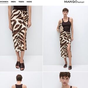 Mango Animal Print Draped skirt with tags